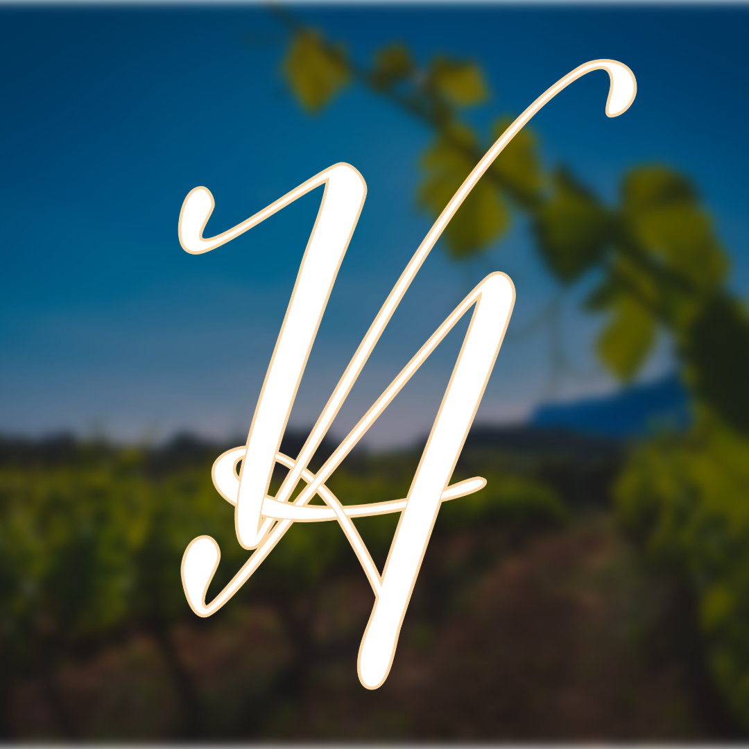 VA monogram in Ivory with Champagne-colored borders, elegant and minimalist design